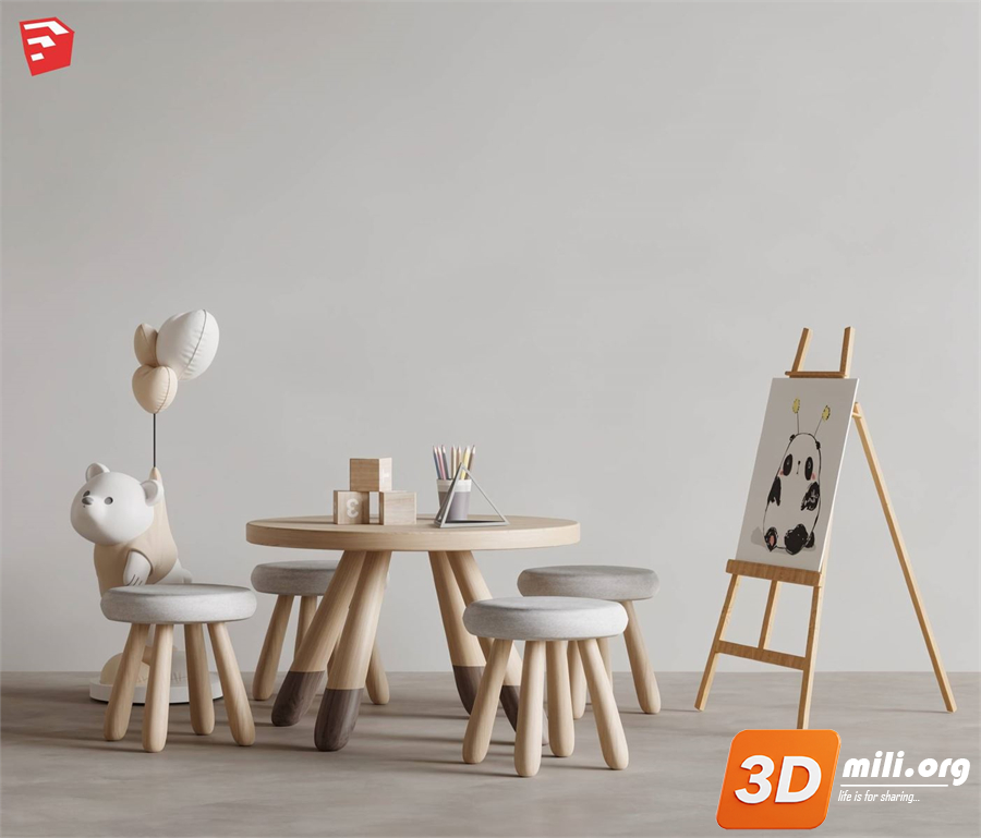 Kid's table and chairs Skp Files 